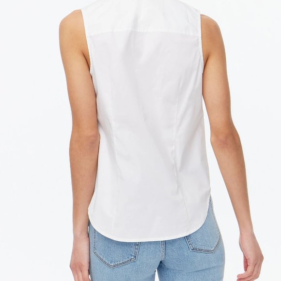 J.Crew Factory Sleeveless Cotton Poplin Shirt White Size 0 NWT - Picture 2 of 5